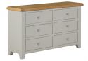 Toronto Oak and Grey Painted 6 Drawer Wide Chest